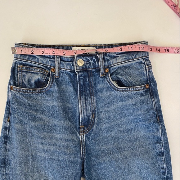 Reformation || Peyton High Rise Bootcut Cropped Jeans Mercer Wash Blue 26 - Picture 6 of 8